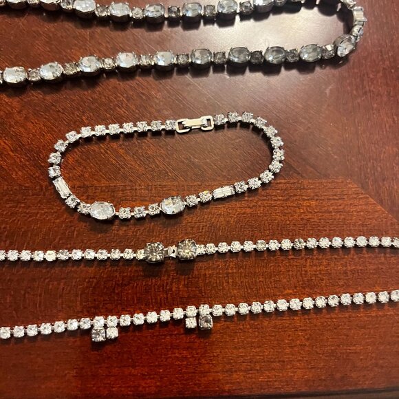 Vintage Rhinestone Jewelry Lot  Necklaces & Bracelets Bridal prom Formal Glam - Picture 2 of 3